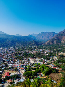 San Juan La Laguna seen from Mirador Kaqasiiwaan, Solola Department, Guatemala