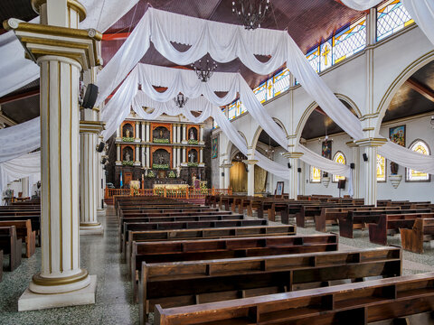 Church of San Juan, interior, San Juan La Laguna, Solola Department, Guatemala
