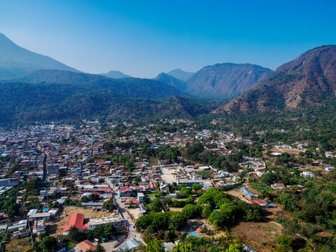San Juan La Laguna seen from Mirador Kaqasiiwaan, Solola Department, Guatemala