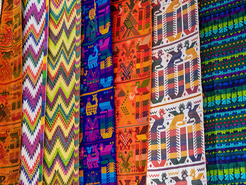 Textiles at the Handicraft Market, Chichicastenango, El Quiche Department, Guatemala