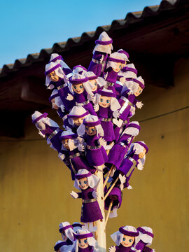 Brotherhood member doll at the Jesus Nazareno de la Humildad Procession, Maundy Thursday, Antigua Guatemala, Sacatepequez Department, Guatemala