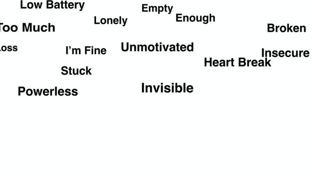 Burnout and Depression Concept Motion Graphic, Animated Words Cloud Background Video Asset