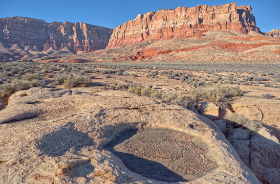 View of Paria Plateau from Soap Creek Mesa with desert terrain under clear sky in Arizona