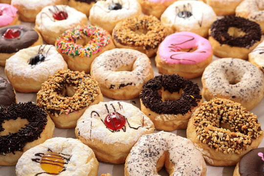 Donut with Various Topping, Full Frame