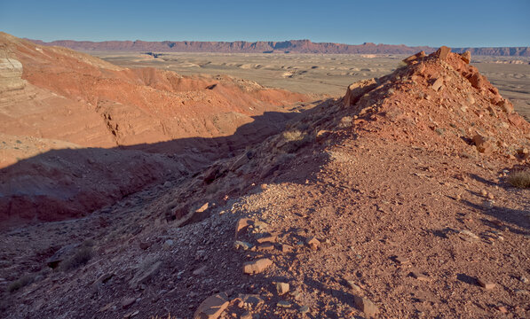 Hiking along Sun Valley Mine Trail with views of the vast landscape in Vermilion Cliffs National Monument, Arizona