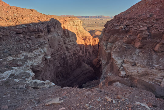 Slot canyon along Sun Valley Mine Trail reveals rock layers and canyon walls in Vermilion Cliffs National Monument