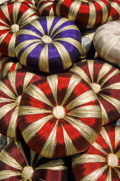 Cushions in various colors and designs at Douz market in North Africa