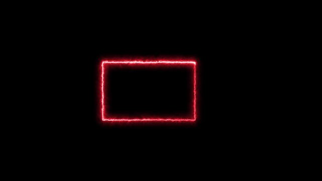 Intense red glowing rectangular border frame with rough textured edges on solid black background