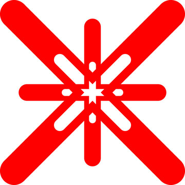 Red Crossed Strokes with Radial Lines PNG, Bold Geometric X Shape and Central Detail Isolated on Transparent Background