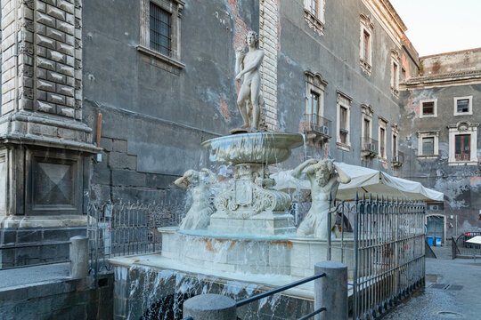 Amenano fountain, Piazza Duomo, Catania, Sicily, Italy
