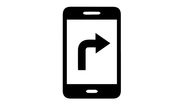 Smartphone forward icon, mobile phone with forward arrow, mobile redirection vector symbol, navigation interface element, app direction sign, digital transfer graphic, navigation right turn
