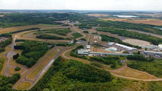 Aerial View of Millbrook Proving Ground Vehicle Test Track Facility in Bedfordshire UK