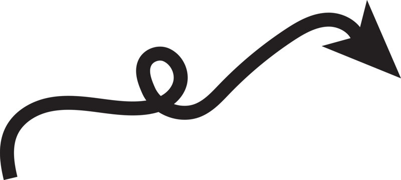 Curly Loop Arrow Icon: Twisted Squiggly Directional Sign Vector Illustration