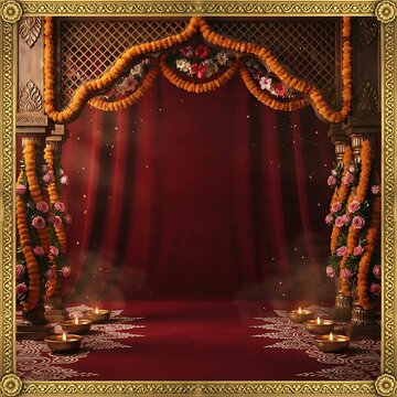 Red and golden frame for festival invitation design