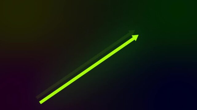 Arrow pointing diagonally upward showing progress and growth within a dark virtual environment space.