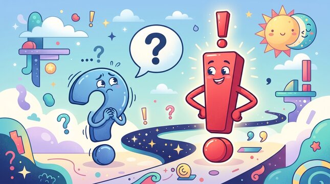 Cute Cartoon Question Mark Character Asking Confident Exclamation Point Illustration