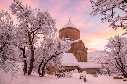 Akdamar Island winter view in Van Province of Turkey