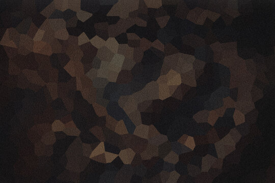Dark brown abstract geometric mosaic background with low poly polygonal crystal pattern texture