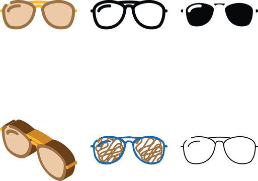 styleset aviator glasses optical color icon vector. aviator glasses optical sign. isolated symbol illustration