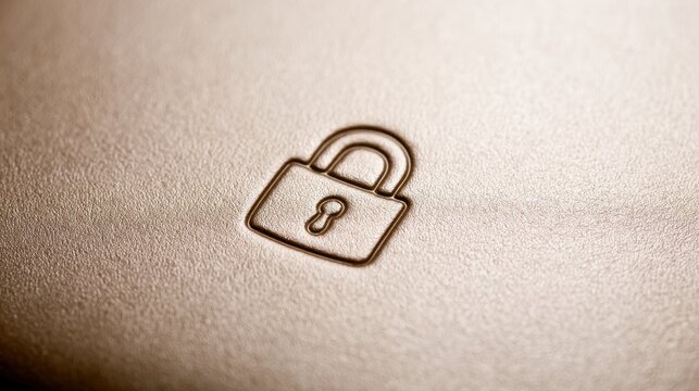 Embossed digital lock icon symbolizing robust data protection