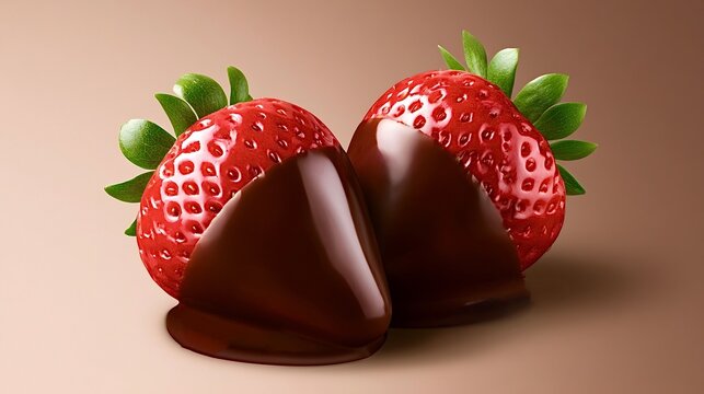 Fresh strawberries with melted chocolate dipping for sweet dessert