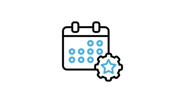 Animated event management calendar dates icon. Schedule and reminders for the business development planning process. Monthly appointment program agenda animation video with alpha channel