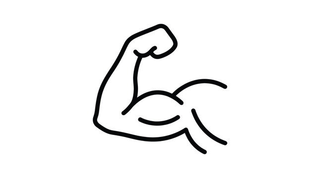 Linear Vector Icon of a Flexed Bicep Muscle Representing Strength Power Fitness and Gym Training Concepts