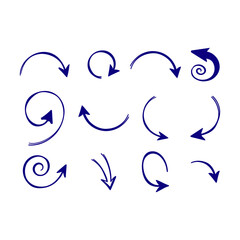 Naklejka premium Set of hand drawn blue arrows