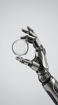 Elegant bionic hand holding glass sphere symbolizing precision medical technology.