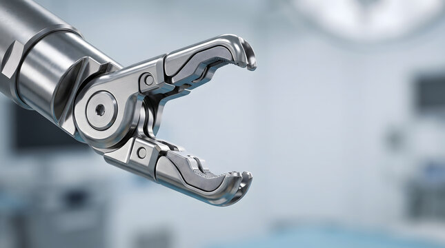 Macro robotic surgical pincers showcasing precision engineering and MedTech design.
