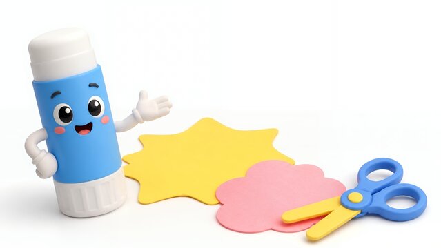 Cute 3D Glue Stick Craft Helper With Blank Paper Shapes