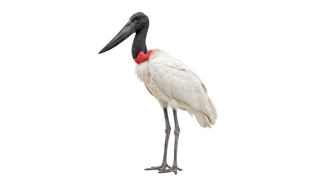 Jabiru stork large wading bird standing isolated on transparent background