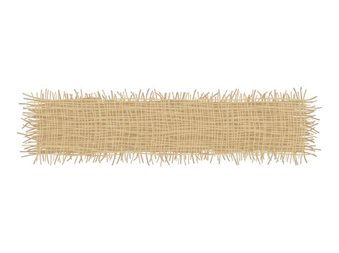 Uma faixa retangular de tecido de juta r&uacute;stico com bordas desfiadas, ideal para design gr&aacute;fico, convites, banners promocionais e projetos de artesanato com um toque natural e org&acirc;nico.