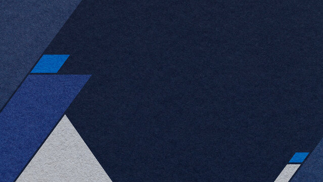 Deep blue textured paper background with dark navy blue, gray geometric corners, copy space for banner presentation, template