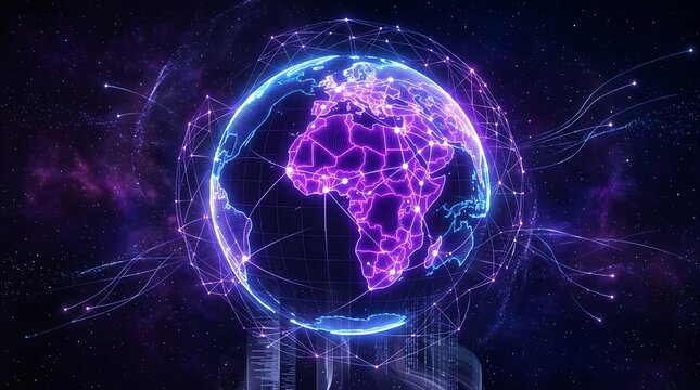 3D human brain glowing with neon neural network in futuristic digital space