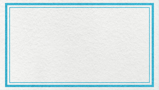 Textured white paper background with turquoise double frame border and copy space for banner, presentation, template
