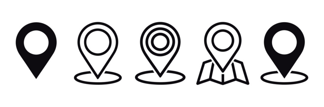 Location pin icon, minimal map marker vector for navigation, geotagging, destination, positioning, mapping apps, and travel