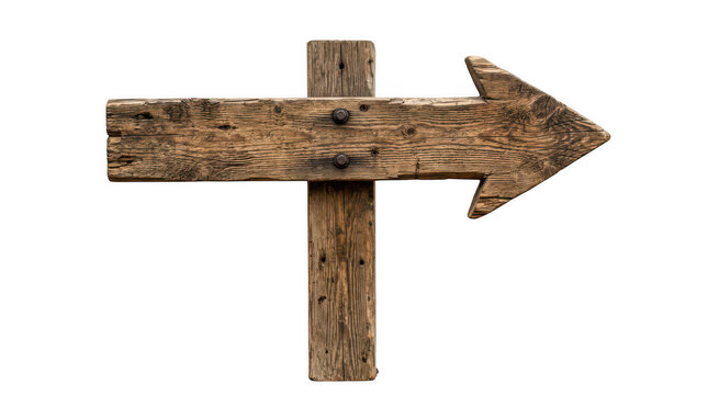 Rustic wooden arrow pointing to the right