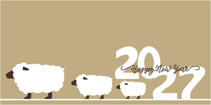 2027 New year illustration. 2027 Zodiac sheep. New year celebration illustration. Chinese new year. Vector illustration