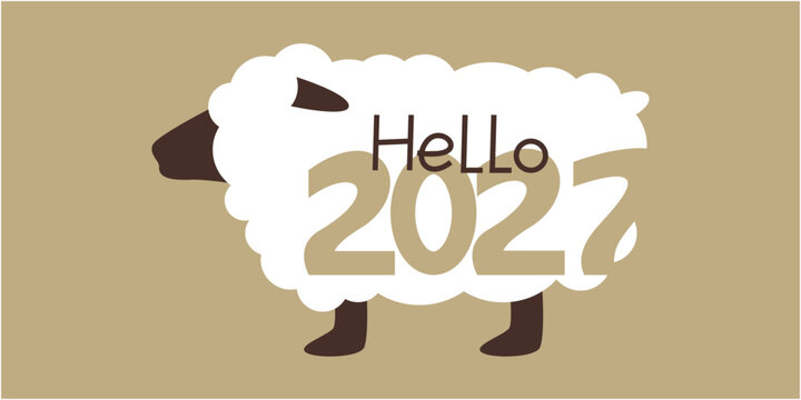 2027 New year illustration. 2027 Zodiac sheep. New year celebration illustration. Chinese new year. Vector illustration