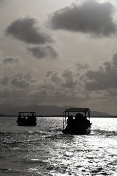 Golden Hour Sky and Calm Ocean Waters at Sunset in Morrocoy National Park, Falcon State, Venezuela