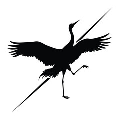 Naklejka premium A black crane with outstretched wings is depicted as a striking silhouette