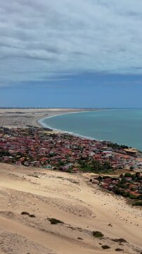 Canoa Quebrada Overview with Sand Dunes and Turquoise Sea, Northeastern Brazil