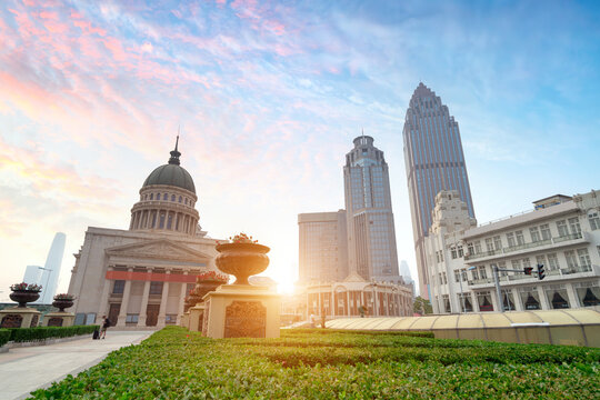 Tianjin, China - June 2019 : The area around Xiaobailou is the 19th century American concession