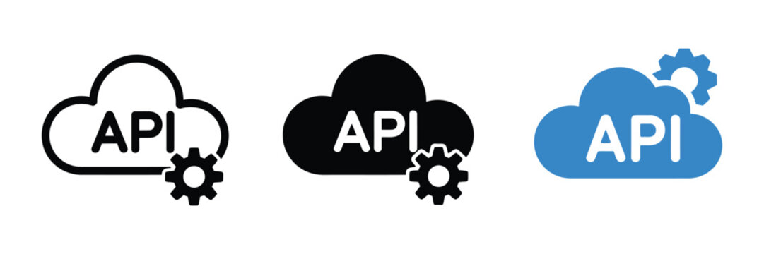 Cloud API icons, application programming interface vector symbols for software, web development, cloud computing, and technology