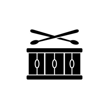 Drum with drum sticks sign icon isolated on white background