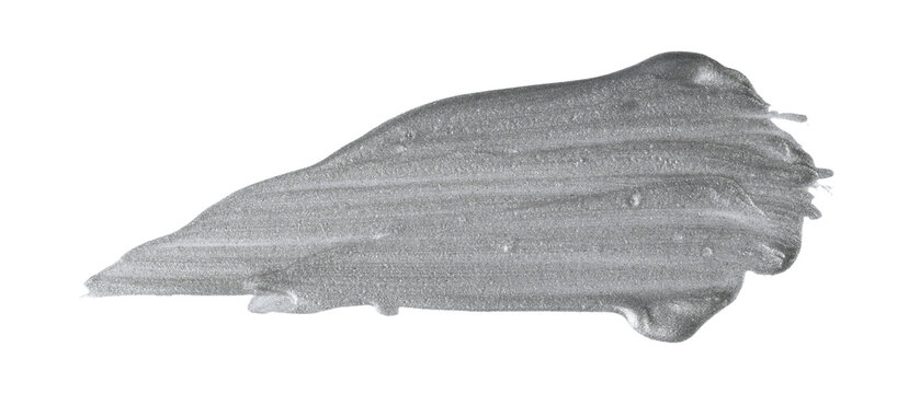 Silver metallic paint brush stroke swatch creating texture