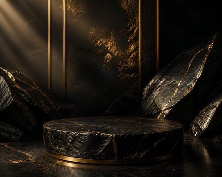 Close-up of raw uncut rough diamonds on dark reflective surface with dramatic lighting