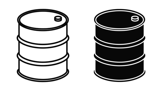 Industrial steel oil drum storage barrel vector icon isolated on transparent background