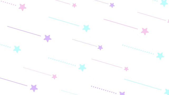 cute pop style background pattern featuring colorful shooting stars in pastel colors